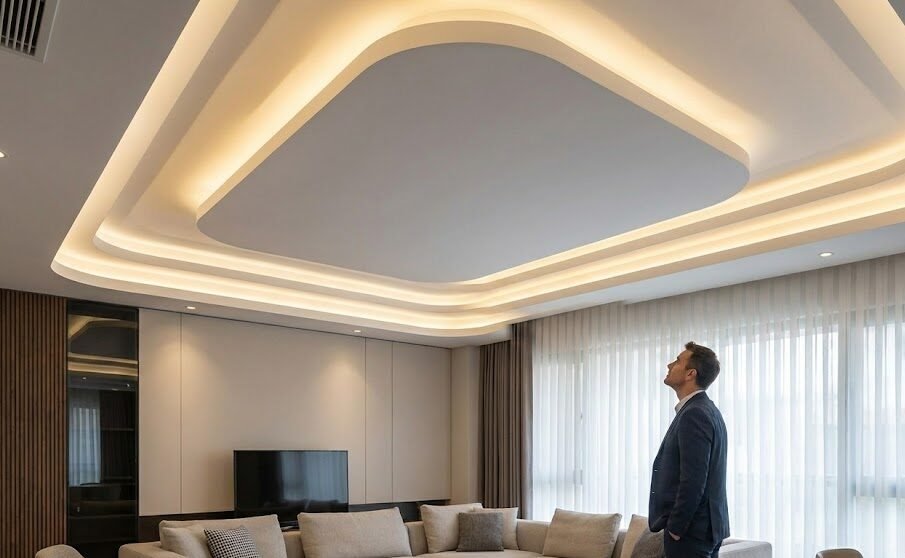 Techo decorativo de Pladur con iluminación LED integrada